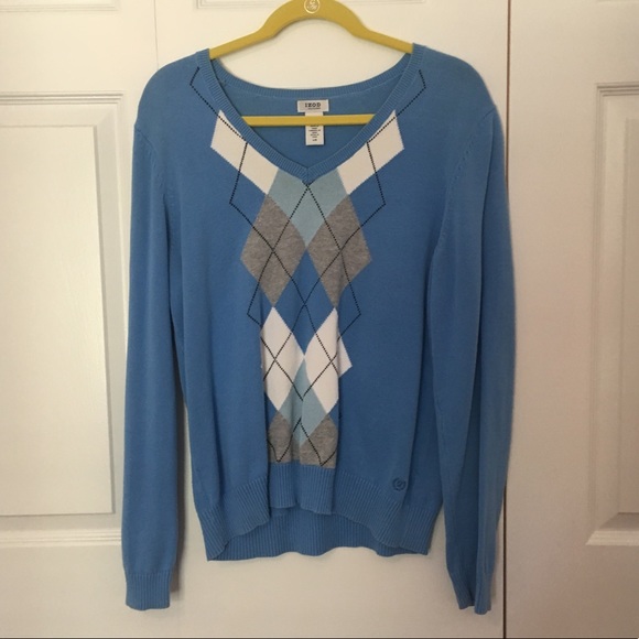 Izod Sweaters - Blue Argyle Izod Sweater